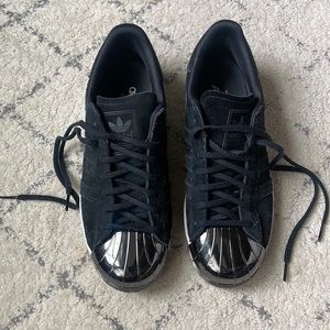 Adidas metallic shell toe sneakers
